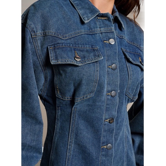 Denim button up mini dress S M L - Picture 3 of 7